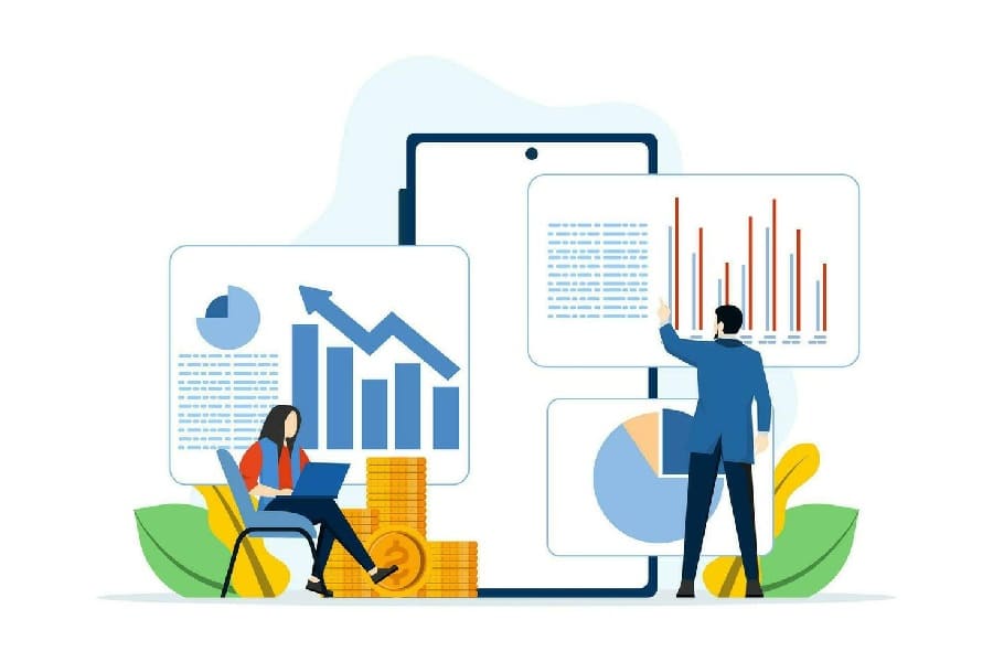 concept of finance sales strategy teamwork company budget income growth investment business increasi